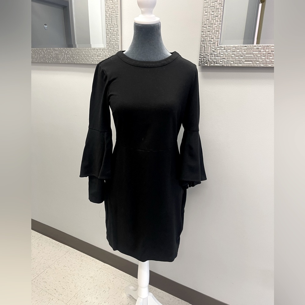 Halston Long Sleeve Black Dress Size Small